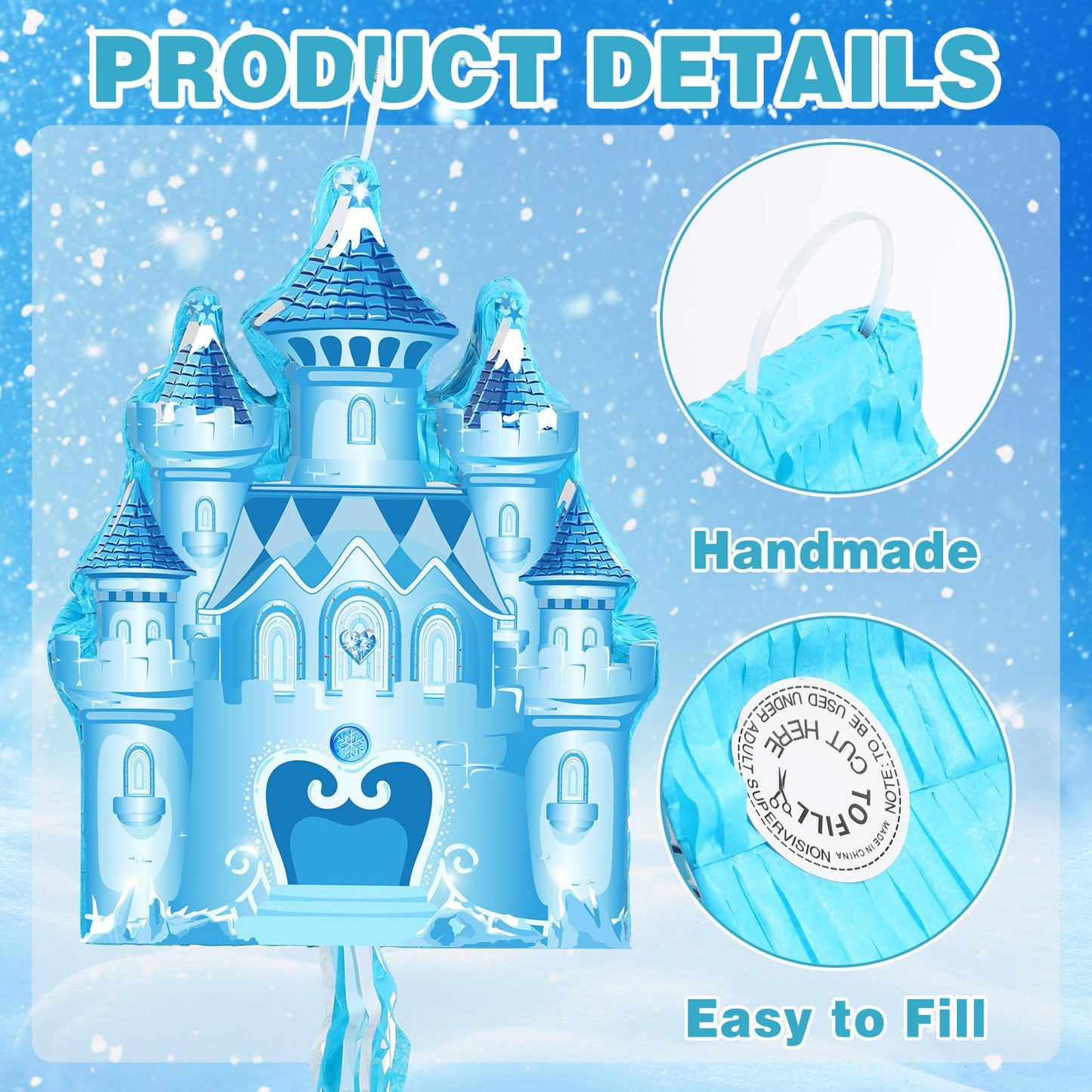 Harrycle Winter Piata Christmas Piata Wonderland Themed Piata with Blindfold Bat for Christmas Princess Winter Theme Birthday Pa