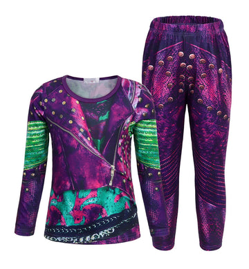AmzApparel Princess Costume Girls Popular Musical Cosplay Top and Trousers Kids Long Sleeve Clothes Sets Halloween Party Outfits