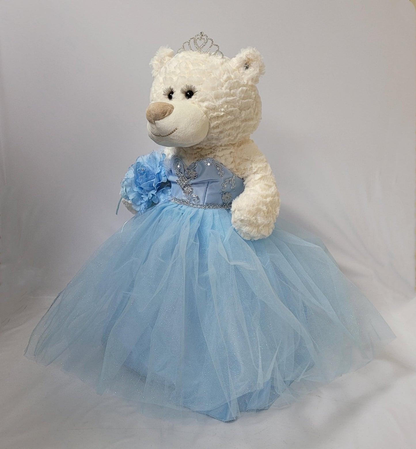 KINNEX COLLECTIONS SINCE 1997 20'' Teddy Bear with Elegant Dress (Centerpiece) ~ B16631N-4 (Baby Blue)