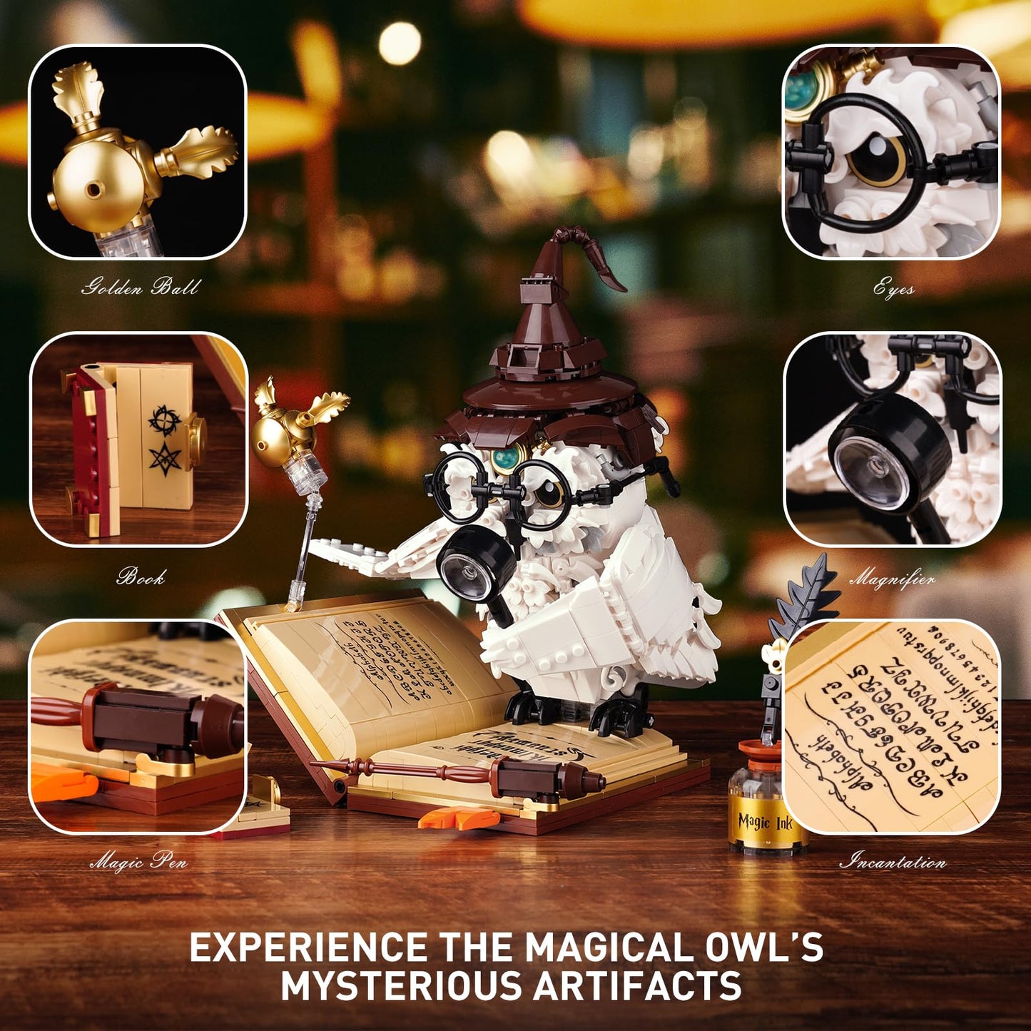 Ideas Magic World Owl Building Set, Compatible With Lego Animal Moc Potter Toy With 1162 Pcs, Collectible Harry Bird Model With