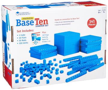 Learning Resources Ler6356 Interlocking Base Ten Starter Set, Multi-Color