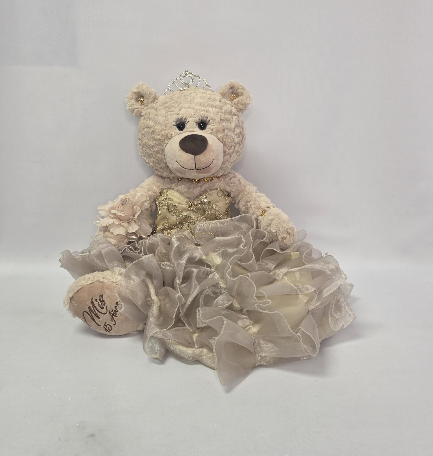 KINNEX COLLECTIONS SINCE 1997 20'' Quince Anos Quinceanera Last Doll Teddy Bear with Dress (Centerpiece) ~ ARC16832-34R (Champan