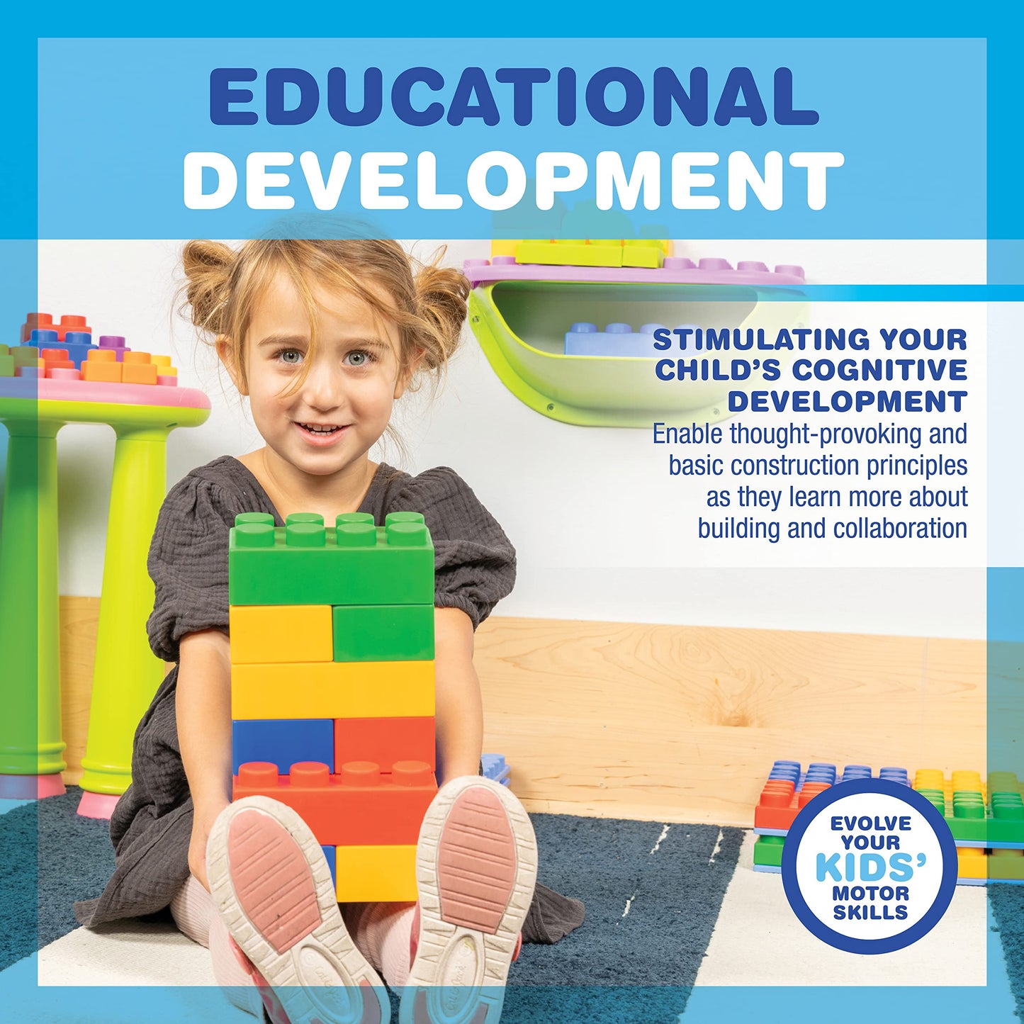 Uniplay Plump Soft Building Blocks - 120-Piece Jumbo Stacking Multicolor Set For Early Cognitive Development And Creative Play -