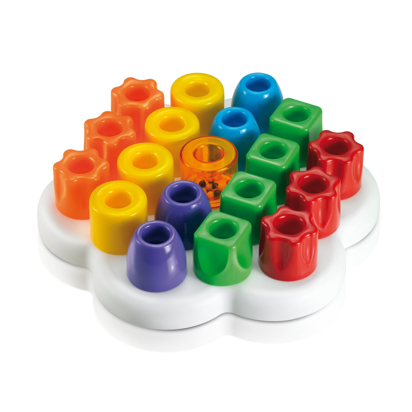 Quercetti Geokid Daisy Maxi 21-Piece Stacking & Sorting Pegboard, Plastic, Multicolor, Ages 1+, Model 4160