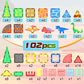 102Pcs Dinosaur Toys Magnetic Tiles With 8 Dinosaurs - Jurassic Scenes Dinosaur World Adventure Set, Magnetic Blocks Kids Toys For Boys & Girls Ages 3+, Sensory Toddler Toys Creative Kids Games Gifts