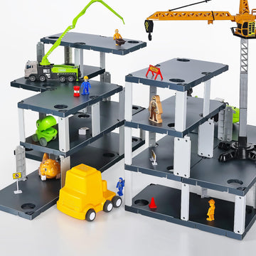 Iplay, Ilearn Construction Building Scene Toy, Kids Learning Educational Stem Engineering Building Floor Set, Creative Birthday
