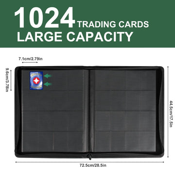 GEAoffice enhanced 1000 Trading Card Binder  Large Side Loading 16 Pocket Card Collection Binder Album Folder for MTG  TCG & Sports  Green