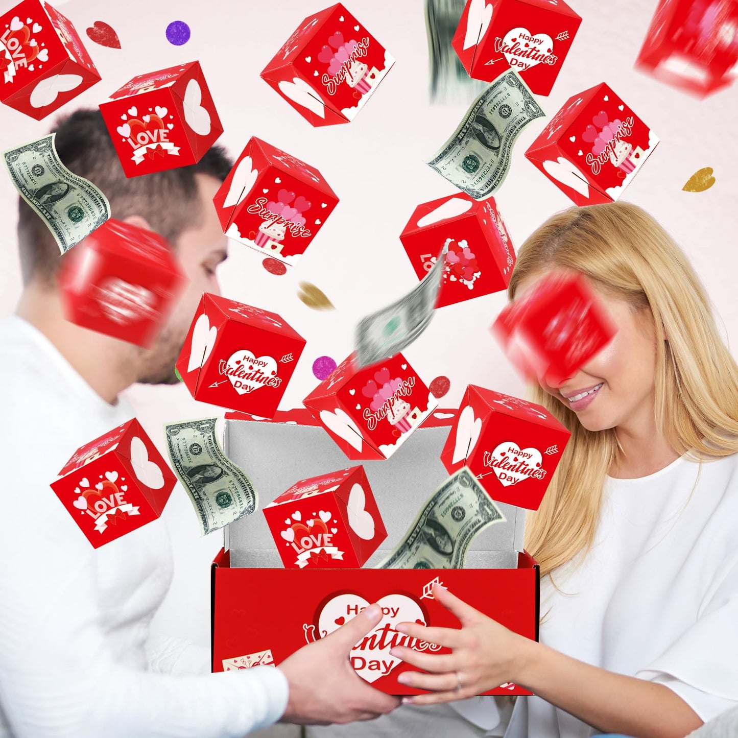 Jacyan Valentine'S Day Surprise Gift Box Explosion For Money, Exploding Money Gift Box For Cash Pop Up Money Explosion Box Valen