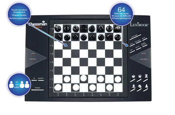 Lexibook Chessman® Elite Interactive Electronic Chess Game +, 64 Levels Of Difficulty, Leds, Family Child Board Game, Black/White, Cg1300Us