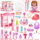 14' Baby Doll Toy Playset With Wardrobe Bed, 37Pcs Beauty Hair & Baby Doll Care Toy Set, Toddler Toy Pretend Play Doll Incl Hair Salon Kit, Doll Clothes, Baby Gift For 3 4 5 6+ Year Old Girl Toy