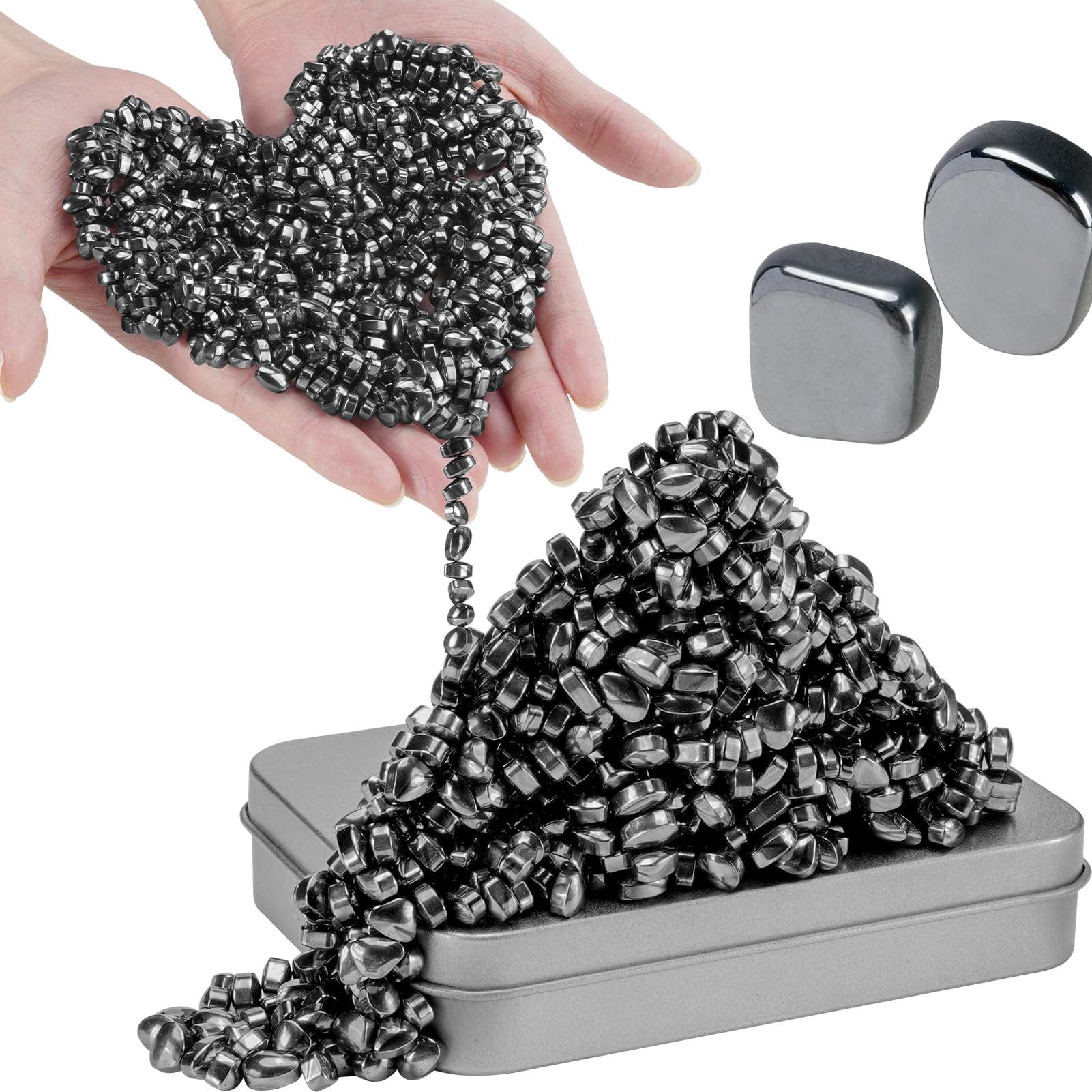 LECTRUS Magnetic Balls Over 1000 PCS Mini Magnetic Putty  with 2 Big Smooth Magnetic Beads  Fidget Toys for mature-themed  Weak Ferrite Putty Desk Toys for Office (Black)