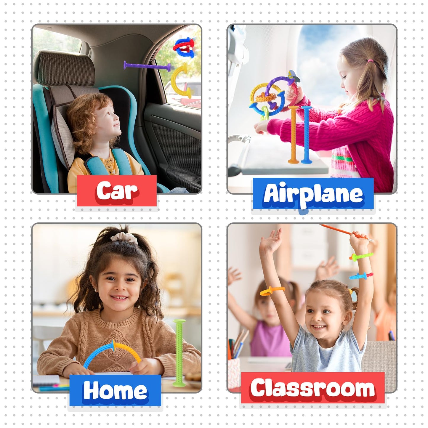 Textured Toys Sensory Autism Toy For Kids : 8 Pack Sensory Toys For Classroom School Education - Suction Toys For Window - Fidget Toys For Autistic Travel