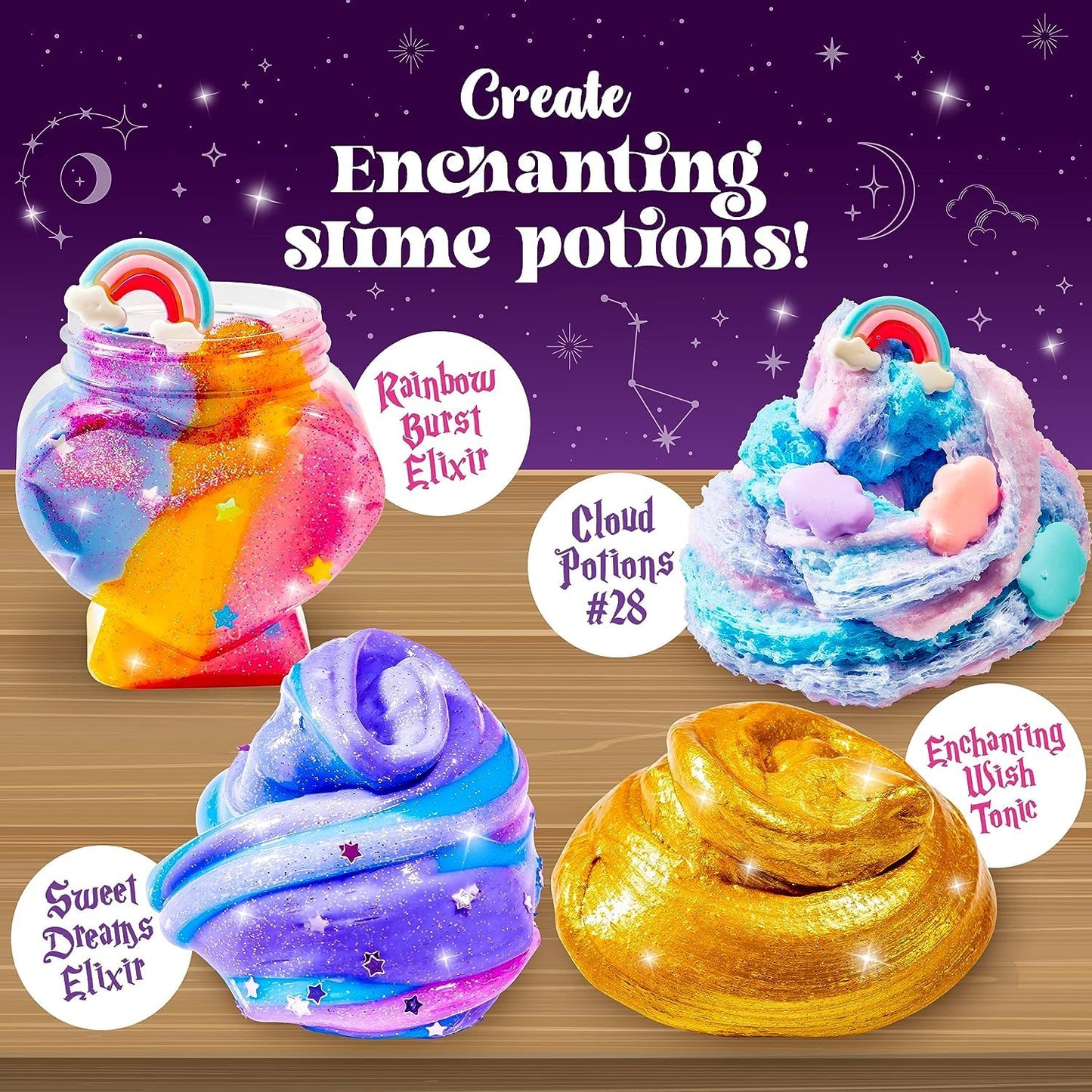 GirlZone Magic Potion Slime Kit - Create 6 Glow in The Dark Slimes, Purple, Model GZMPSK, Fun Gift for Kids Birthdays