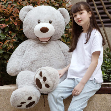 Morismos Giant Teddy Bear Stuffed Animals, Big Gray Teddy Bear Plush Soft Large Bear With Big Footprints Gifts For For Girlfriend Girls On Christmas, 51 Inch