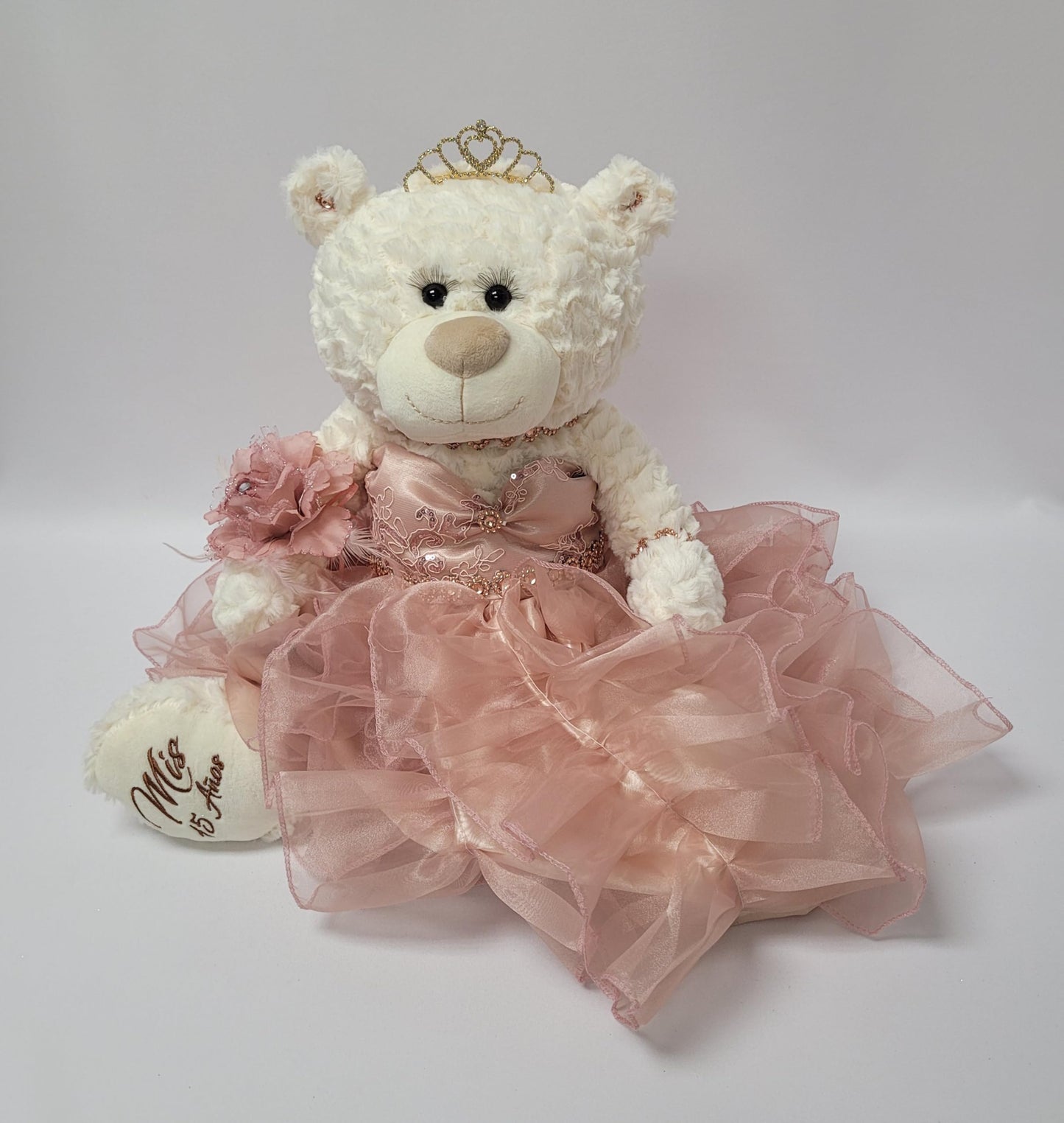 Kinnex 20'' Quince Anos Quinceanera Teddy Bear Doll With Dress - Arc16831-30R (Rose Gold)