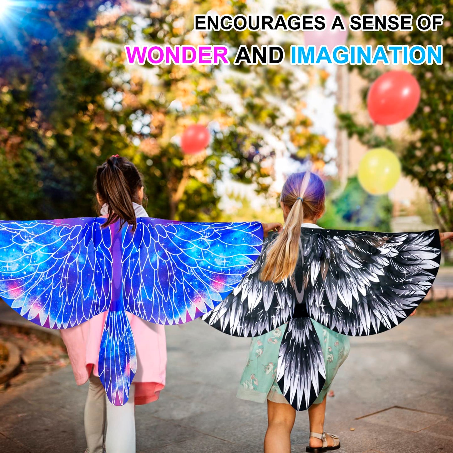 Irolewin Bird-Wings-Costume For Kids And Headband, Eagle-Parrot Dress-Up-Wings For Girls Boys Halloween-Party Favors (Star)