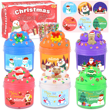 Christmas 6 Pack Butter Slime,Christmas Stocking Stuffers For Kids,Toys Kit Xmas Gifts For Classroom Party Favors For Girls Boys