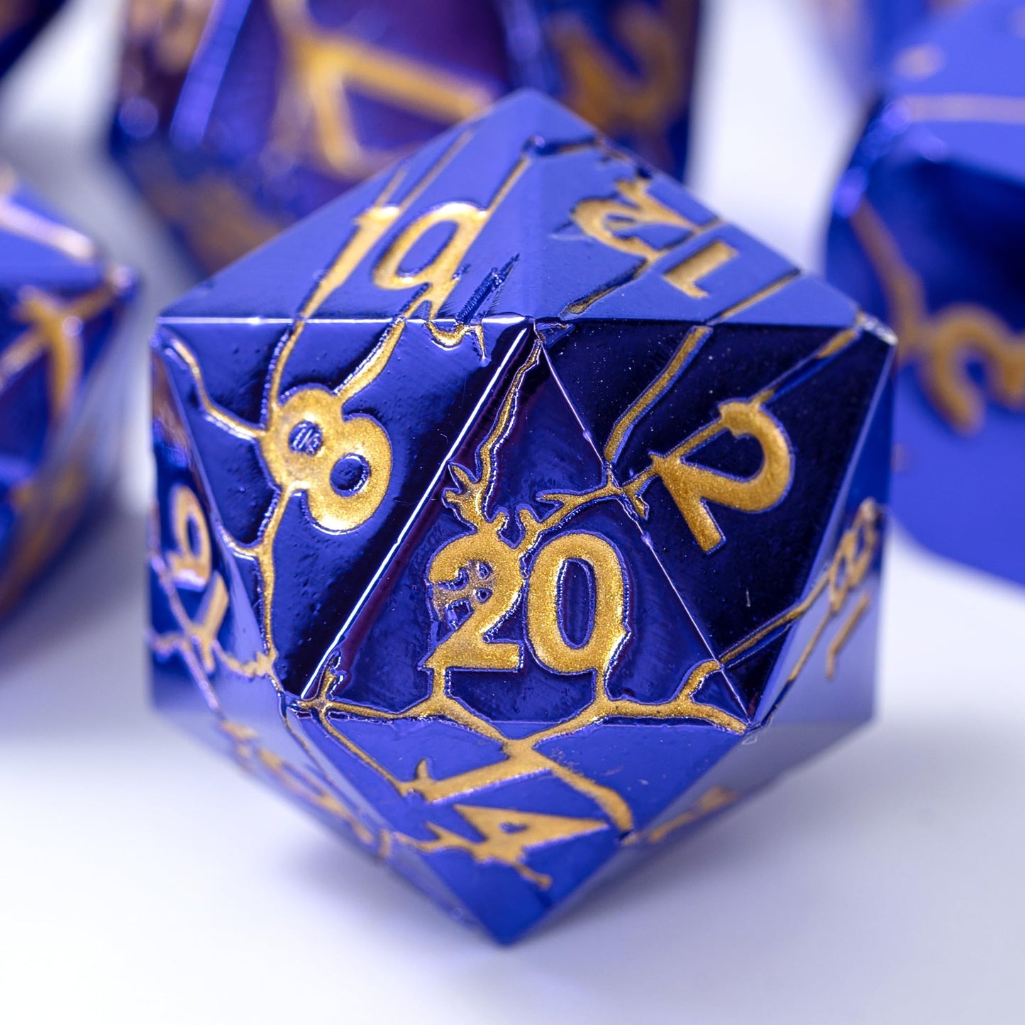 Dnd Metal Dice - Cracked Lightning Metal - Polyhedral Set For Rpg D&D With Cracks - Beautifully Detailed Dungeons And Dragons Di