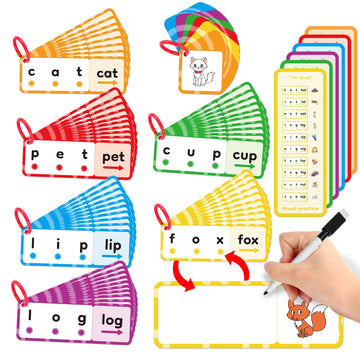 Kasfalci Cvc Word Games,Cvc Flash Cards,Phonics Games,Speech Therapy Toys For Toddlers Kids,Learn To Read,Spelling Reading Learn