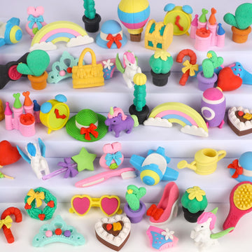 Cllayees 72 Pcs Erasers For Kids, Mini Pencil Eraser Bulk Classroom Prizes, Fun Puzzle Erasers For Girl Preschool Elementary Student, Back To School Supplies