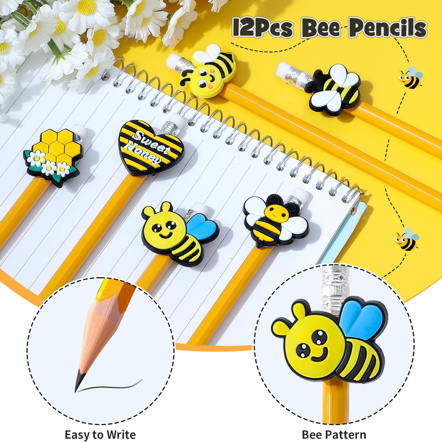 Winrayk 146Pcs Bee Party Favors Birthday Supplies Bee Gift Bag with Cards & Clips Pencil Mini Bubble Wand Honeycomb Silicone Bra