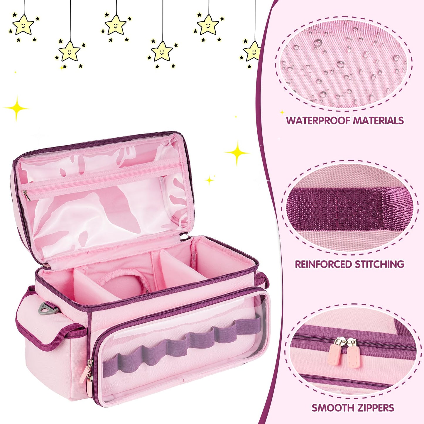 Jaffzora Carrying Case Compatible with Toniebox Starter Set Cute Storage Bag Fits for Tonies Figures Characters Tonies Headphones & Accessories  Pink&Purple(Bag Only)