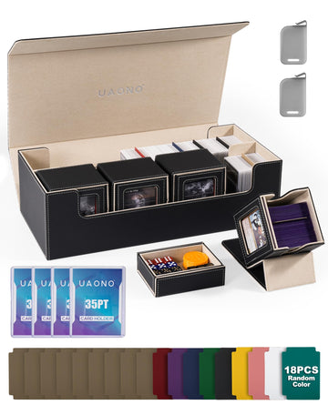 Uaono Card Storage Box For Trading Cards, 5 In 1 Card Deck Case With 4 Pcs Small Commander Deck Box, Large Card Box For Mtg/Tcg/