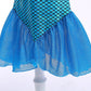 Huutiomys Little Girl Luxury Mermaid Costume Princess Dress For Girls With Accessories (Blue, 3-4 Years)