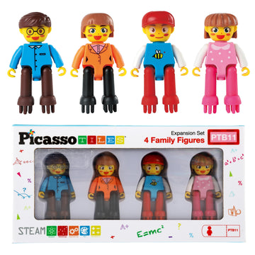 Picasso Toys Hedgehog Blocks 4 Family Action Character Figures Toddler Toy Construction Building Tile Block Expansion Pack Educa