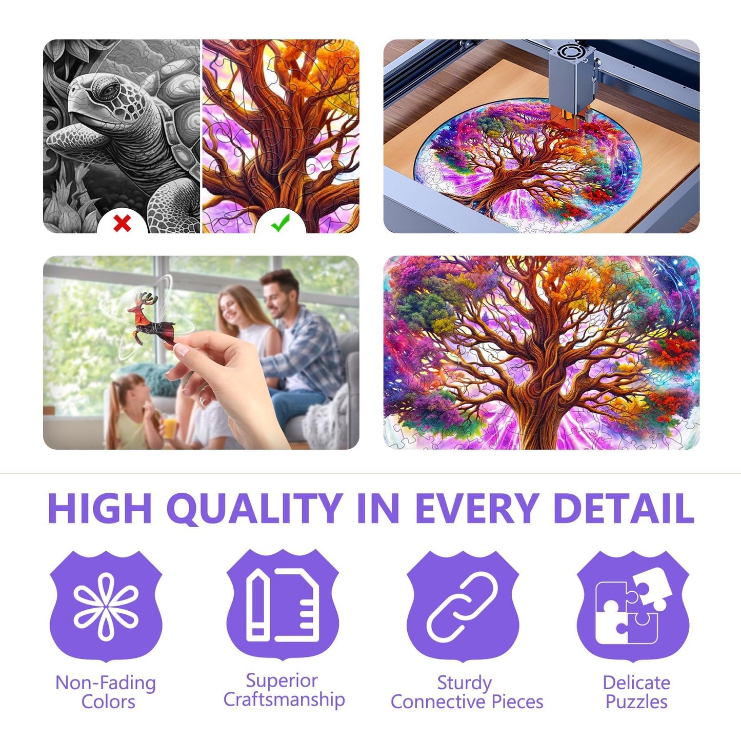 Wooden Puzzles For Adults - Dreamy Tree Of Life Wooden Puzzle, Unique Shape Wooden Jigsaw Puzzles For Adults, Wood Puzzles Adult