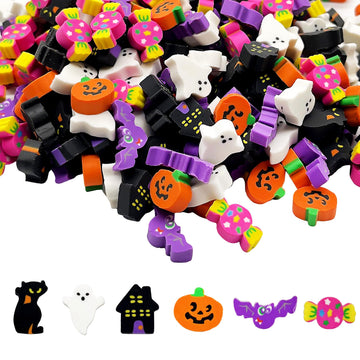 300 Pieces Halloween Mini Erasers Assortment Novelty Pencil Erasers Bulk for Rewards Prizes Gift Filler