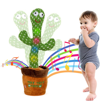 Tiny Tots Toys Dancing Cactus Mimicking Toy For Baby - Talking Cactus That Mimics And Sings - 125 Songs 35 Nursery Rhymes For Toddlers And Up | Repeats, Mimics And Wiggles With Dazzling Led Lights