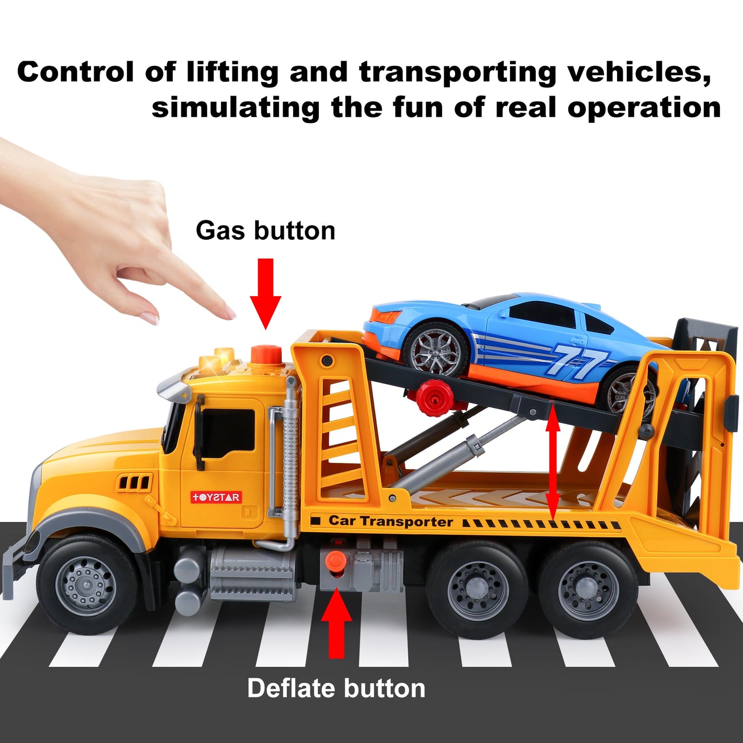 Dwi Dowellin Toy Truck Transport Cars Carrier with Racing Car for Kids Toddlers,Birthday Gifts for Boy Toddler Child 3 4 5 6 Yea