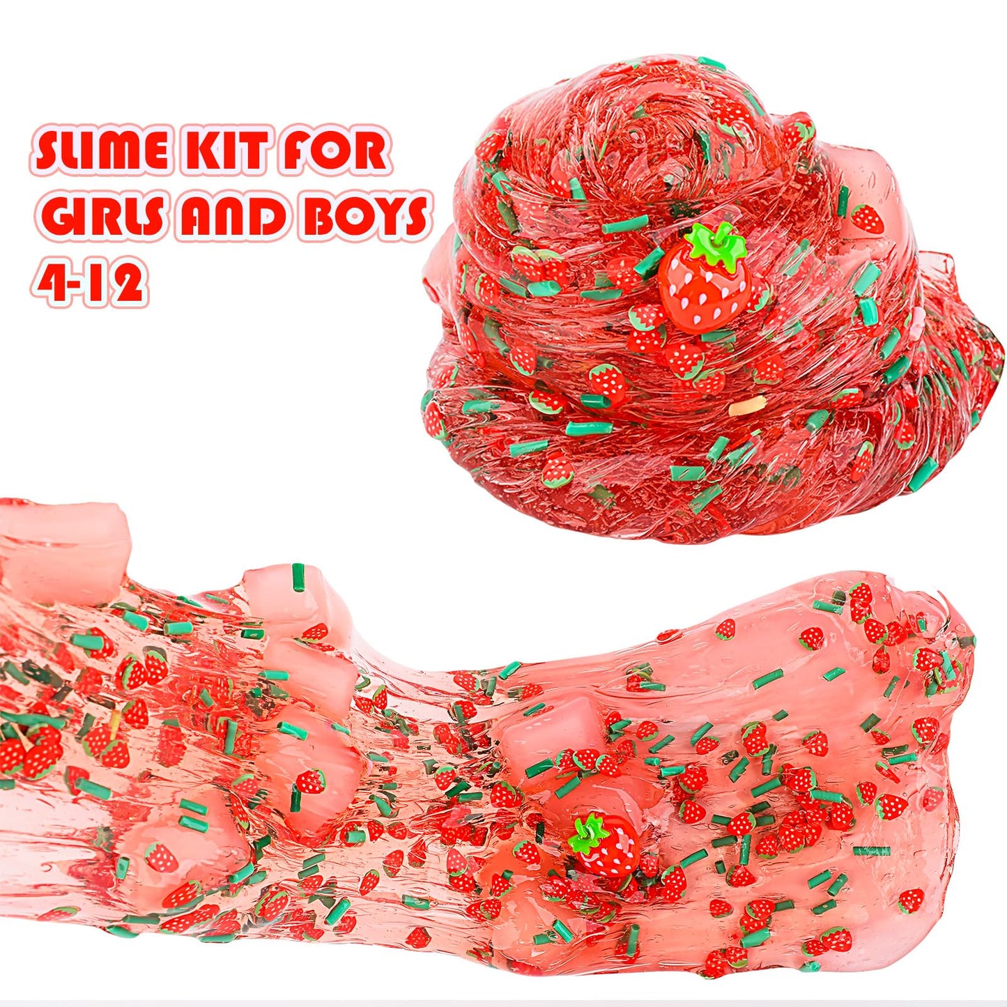Red Jelly Cube Crunchy Slime, Soft Non-Stick Clear Crystal Slime, Stress Relief Toy For Girls And Boys, For Kids Party Favors Gi