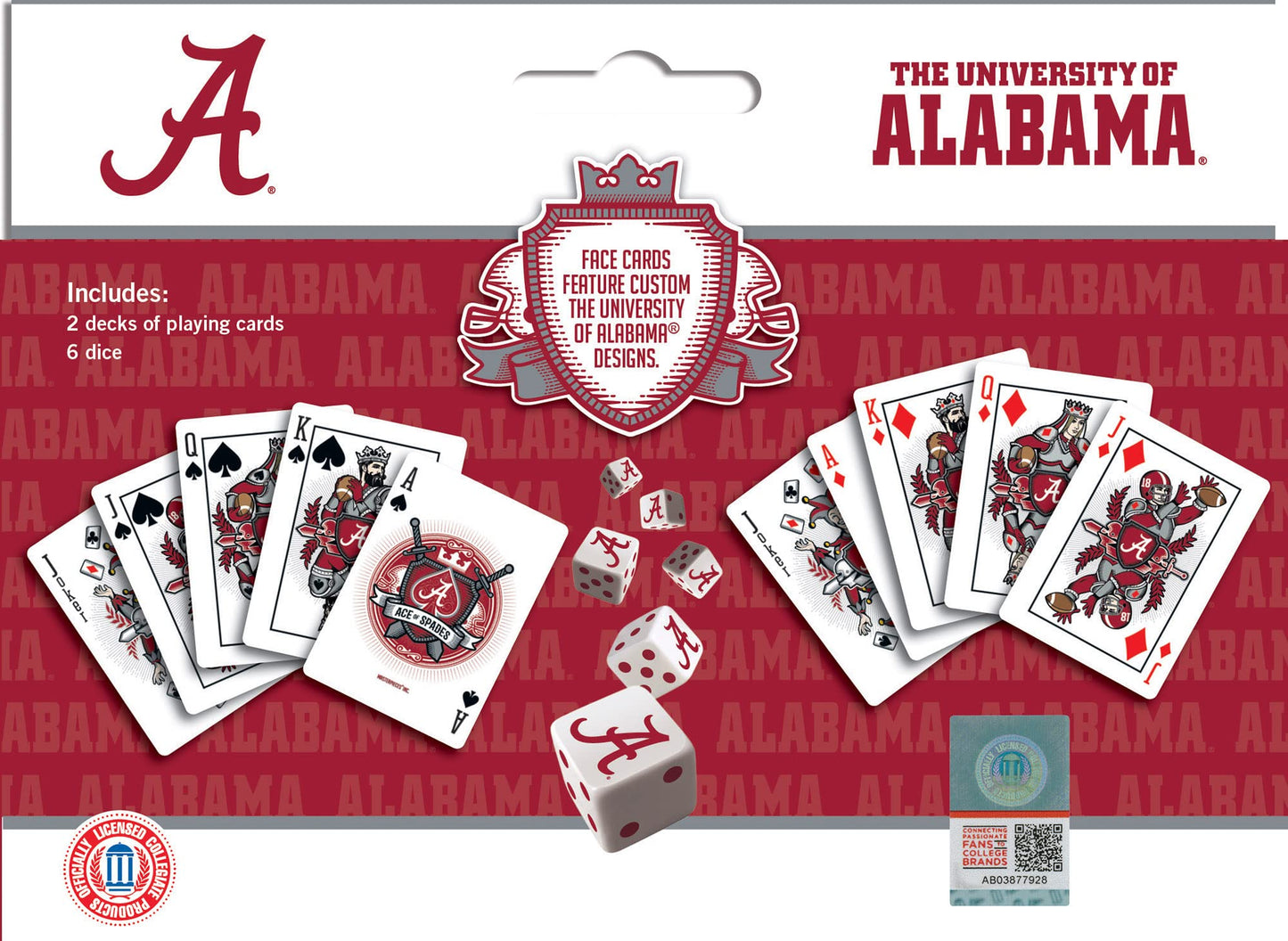 Masterpieces Game Day - NCAA Alabama Crimson Tide 2-Pack Playing Cards & Dice Pack - Officially Licensed Set for mature-themeds and Family