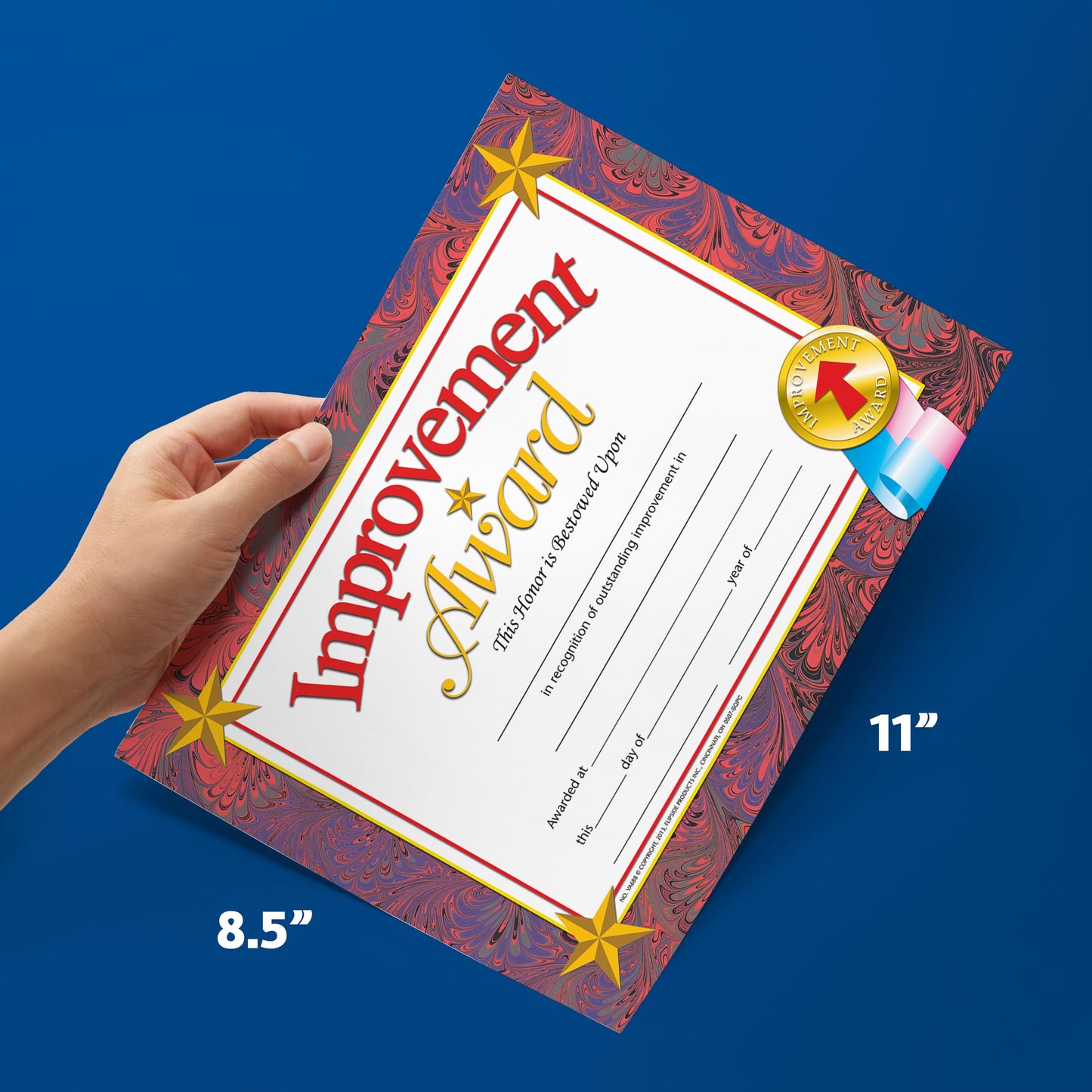 Flipside Products Improvement Award Certificate, Recognition, Award Student Achievement, Incentive, Hayes, Full-Color, 8.5'' X 1