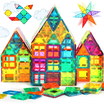 Cutetiger Magnetic Tiles, Magnet Tiles, Magnetic Building Blocks, Square Building Castle, Preschool Toys, Stem Stacking Construc