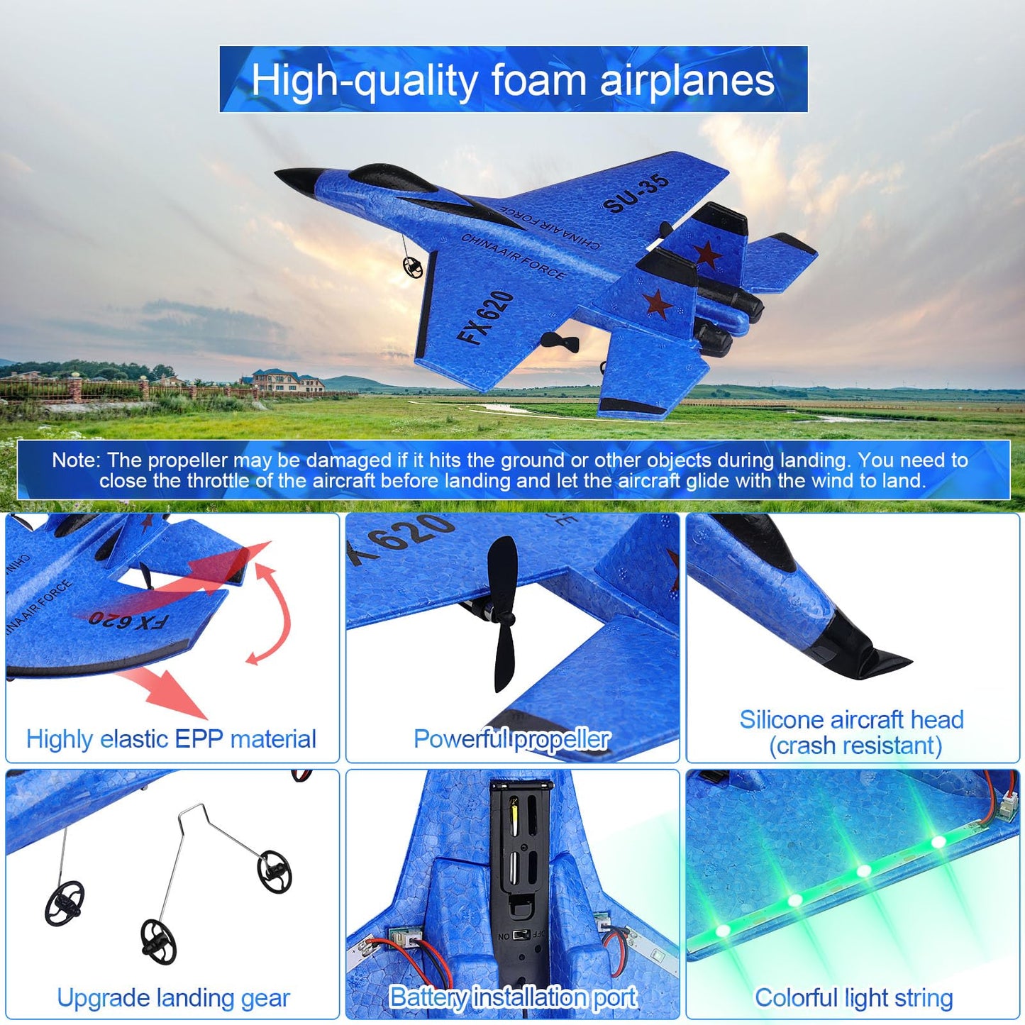 Rc Plane 2Ch Remote Control Plane Su35 Rc Jet 2.4Ghz Rc Airplane Rtf Easy To Fly Fx620 Airplane Toys For Beginner, Kids And Adul