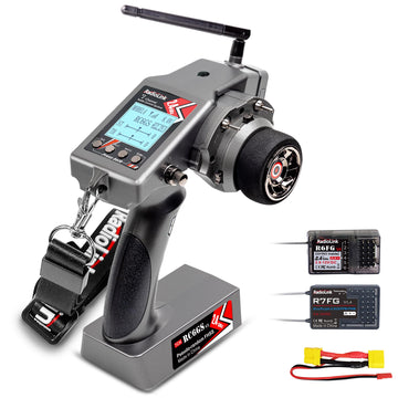 Radiolink RC6GS V3 7 Channels RC Radio Transmitter with R7FG & R6FG Gyro 2Pcs Receivers 2.4GHz 600m for Remote Control Car, Truc