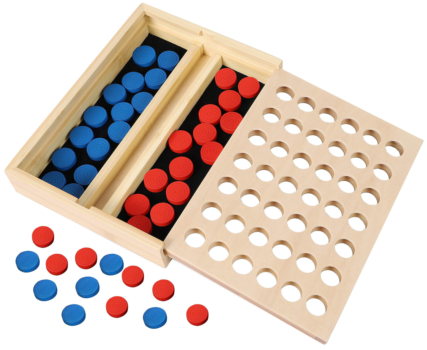 TOWO Wooden 4 in a Row Game - Classic Strategy Game for mature-themeds Children-Connect The 4 Discs of Same Colour in a Row - Travel Games Family Board Games Toys Gift for 6 Years Old Kids Boys Girls mature-themeds