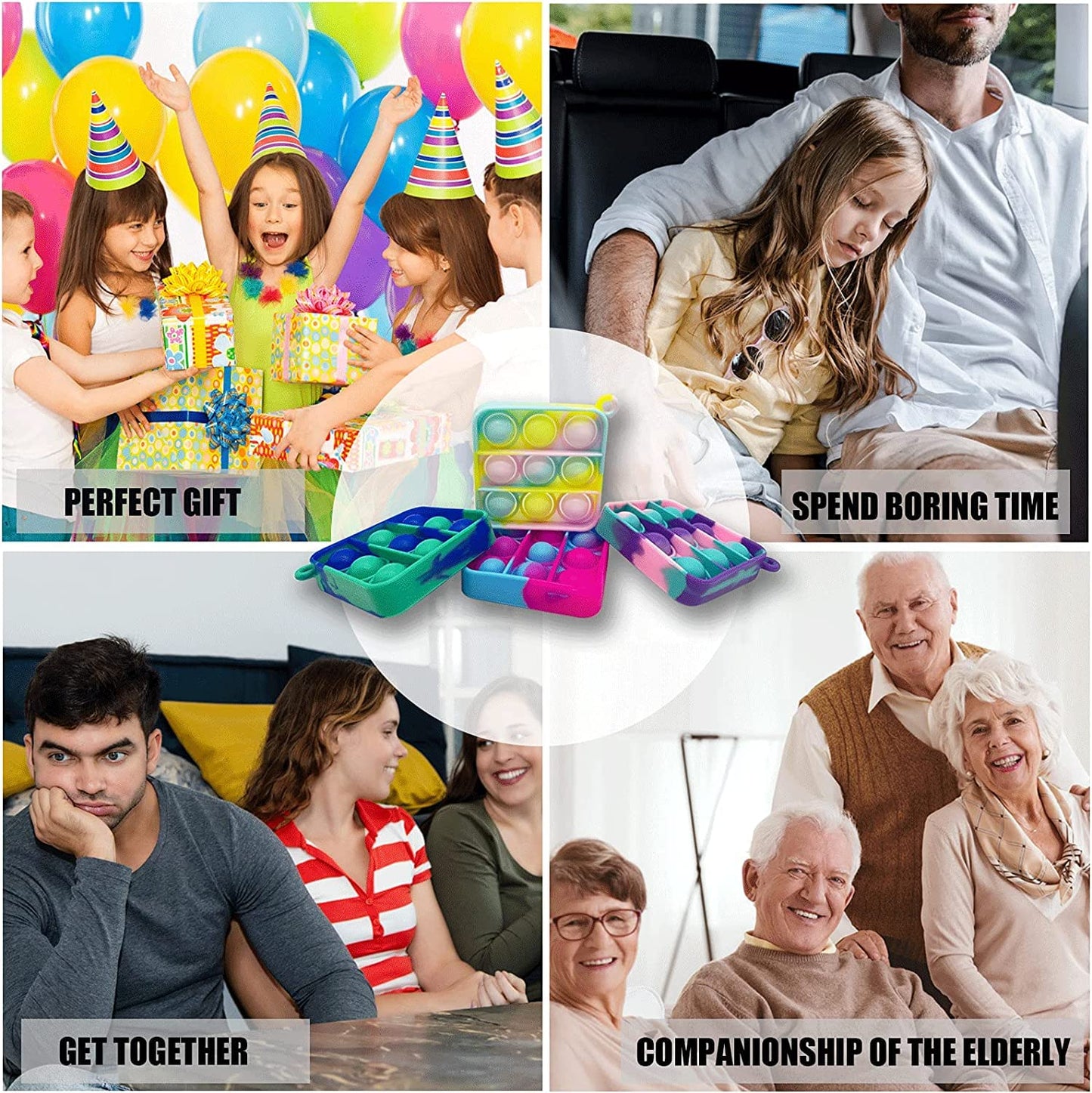 200 pcs Random Color Mini Squeeze Pop Bubble Fidget Sensory Toys  Mini Keychain Wrap Small Relieve Anxiety Stress Toy  Pop Bulk Silicone Classroom Prize for Kids mature-themed Party Gift