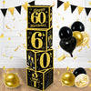 Toniful 4 Pcs 60Th Birthday Decorations Boxes For Men Women,Sixty Years Old Birthday Cardboard Box Party Supplies,Black And Gold