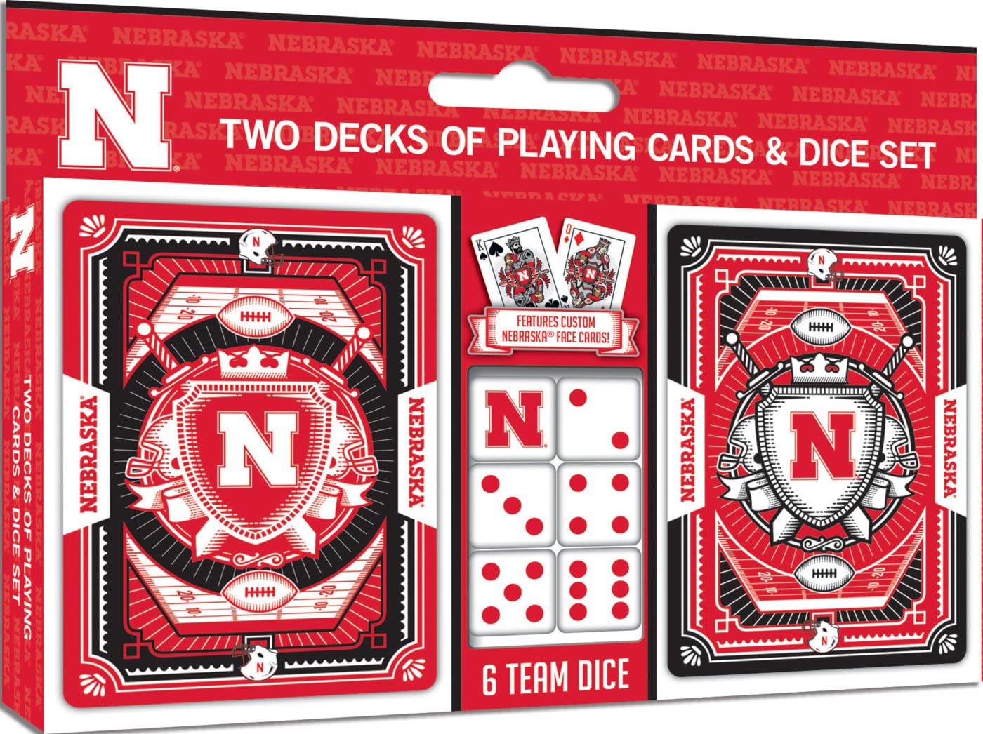 Masterpieces Officially Licensed NCAA Nebraska Cornhuskers 2-Pack Playing Cards & Dice Set for mature-themeds