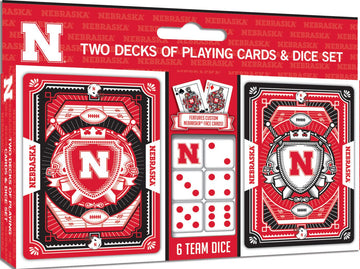 Masterpieces Officially Licensed NCAA Nebraska Cornhuskers 2-Pack Playing Cards & Dice Set for mature-themeds
