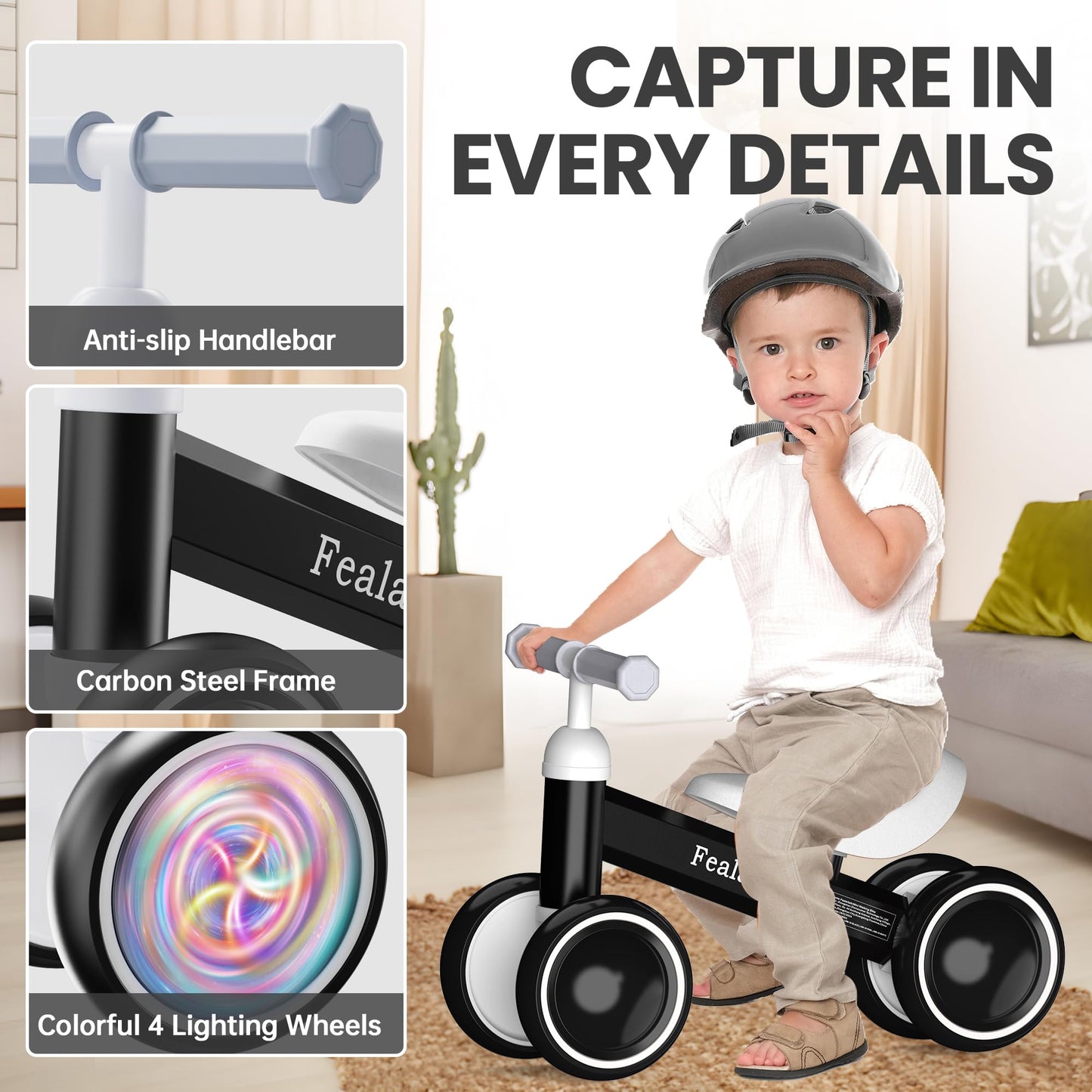 Baby Balance Bike for 1 Year Old Boys Girls, Toddler First Bike with 4 Colorful Lighting Wheels | 12-24 Month Toddler Balance Bi