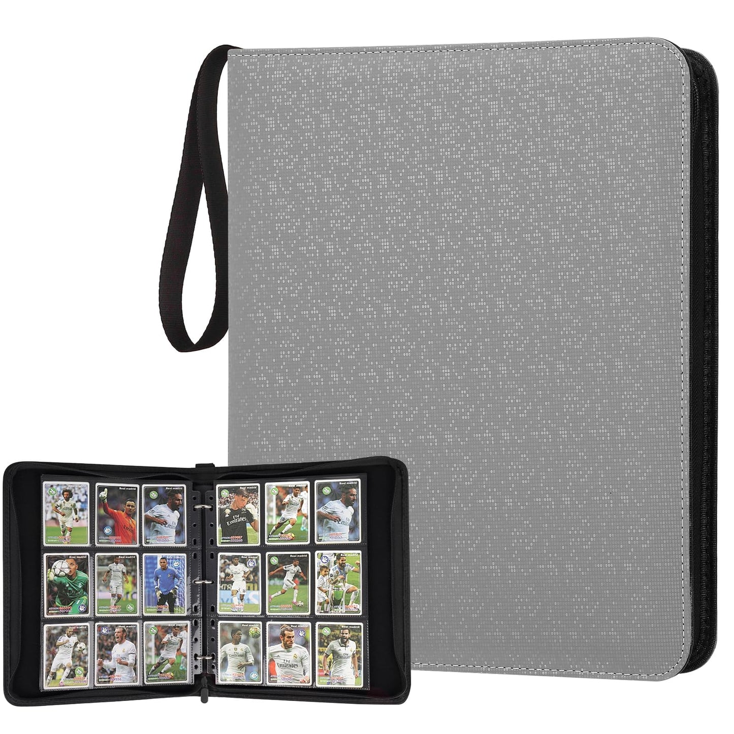 GERMUN 9 Pocket Card Binder  enhanced Zip Trading Card Binder  720 Double Sided Pocket PU Card Collection Binder  Collector Card Album  Card Folder for MTG  TCG  Sports Cards  Game Cards (Grey2)