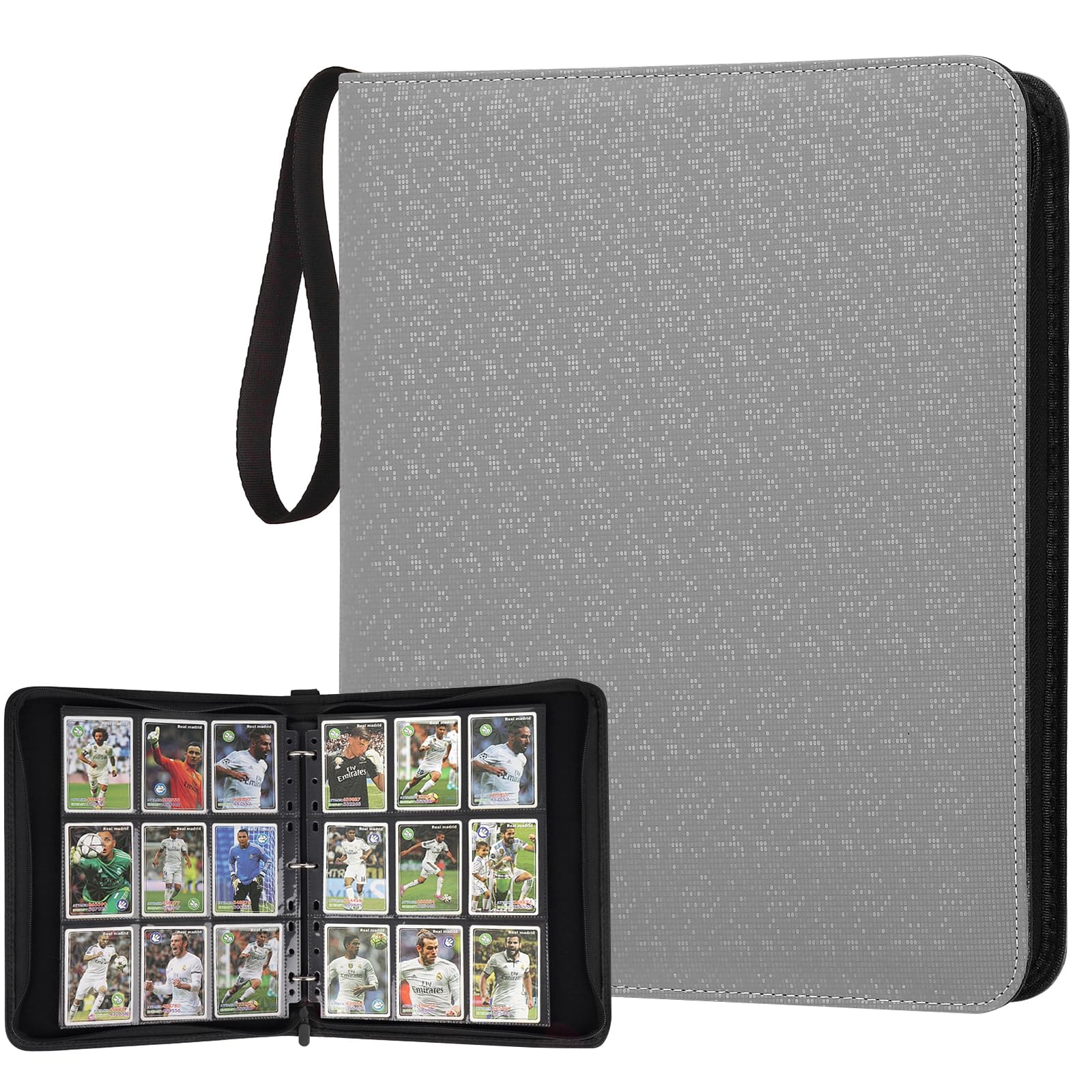 GERMUN 9 Pocket Card Binder  enhanced Zip Trading Card Binder  720 Double Sided Pocket PU Card Collection Binder  Collector Card Album  Card Folder for MTG  TCG  Sports Cards  Game Cards (Grey2)