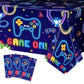 Video Game Party Tablecloths - 3Pcs Neon Video Game Birthday Party Table Covers Decorations, Game on Themed Rectangular Plastic 