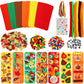 JULBEAR 36 Sets Fall Crafts Kits DIY Blank Foam Decorations Sets Leaf Foam Self-Adhesive Stickers Arts for Kids Autumn Thanksgiv