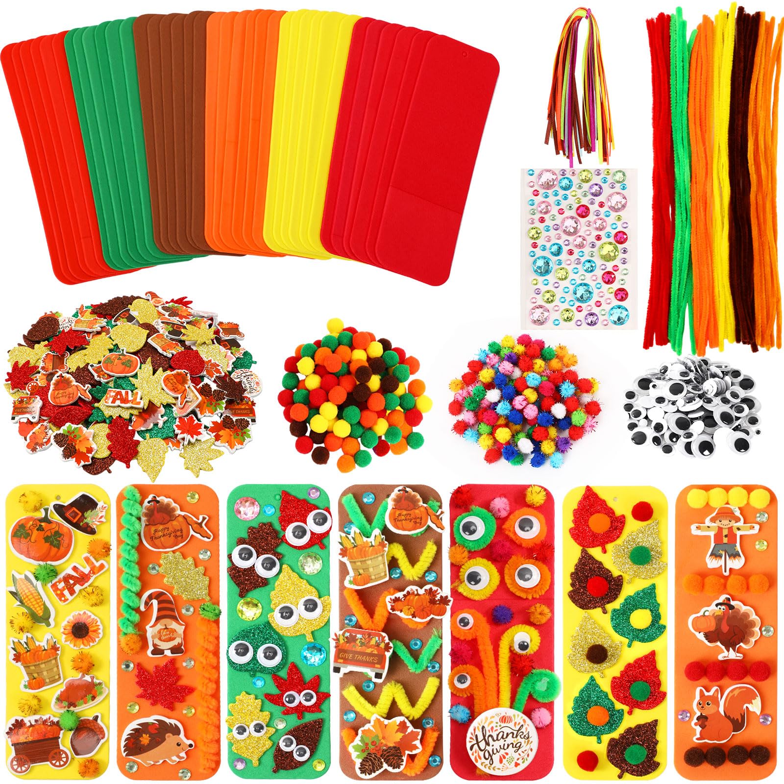 JULBEAR 36 Sets Fall Crafts Kits DIY Blank Foam Decorations Sets Leaf Foam Self-Adhesive Stickers Arts for Kids Autumn Thanksgiv